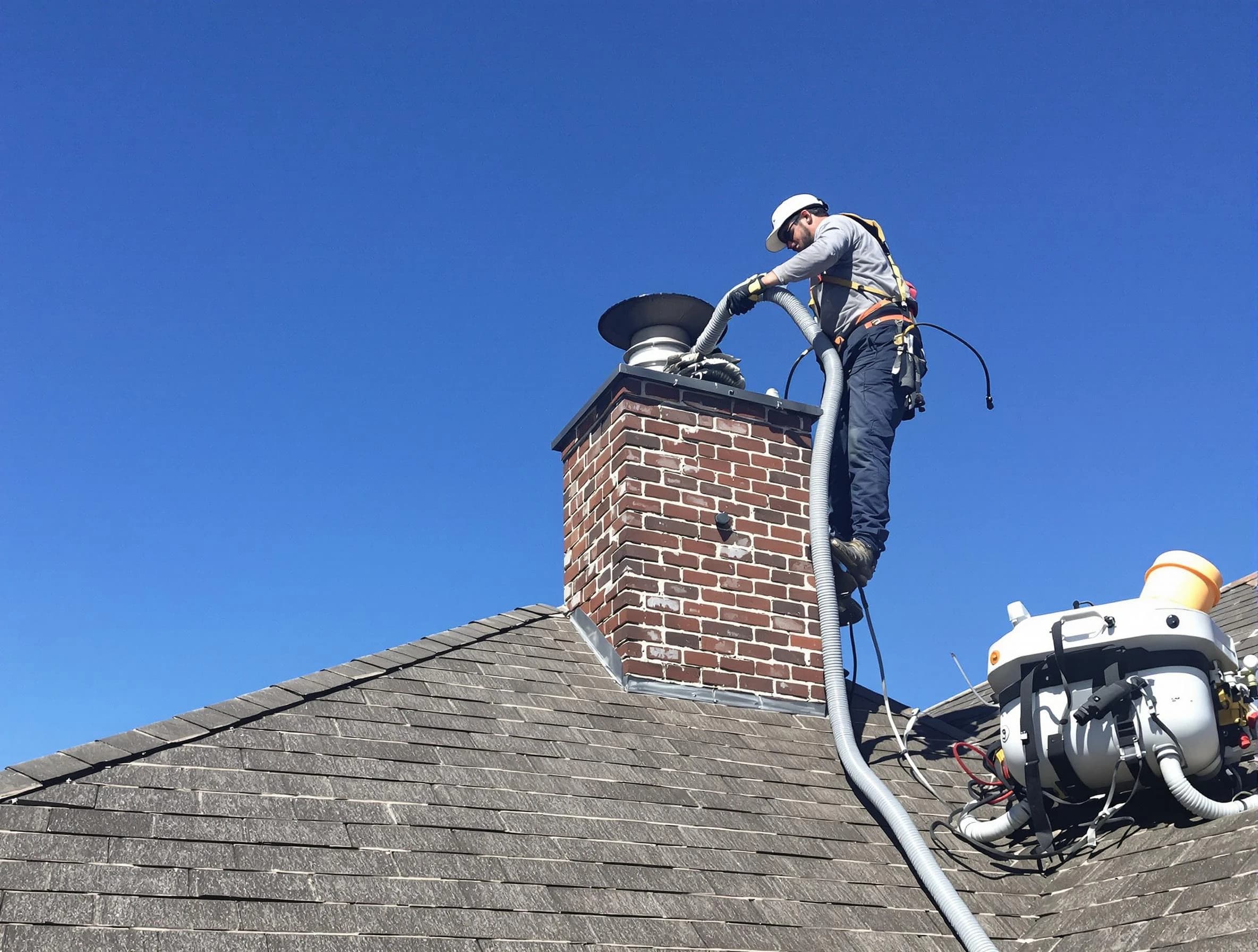 Dedicated Mahwah Chimney Sweep team member cleaning a chimney in Mahwah, NJ