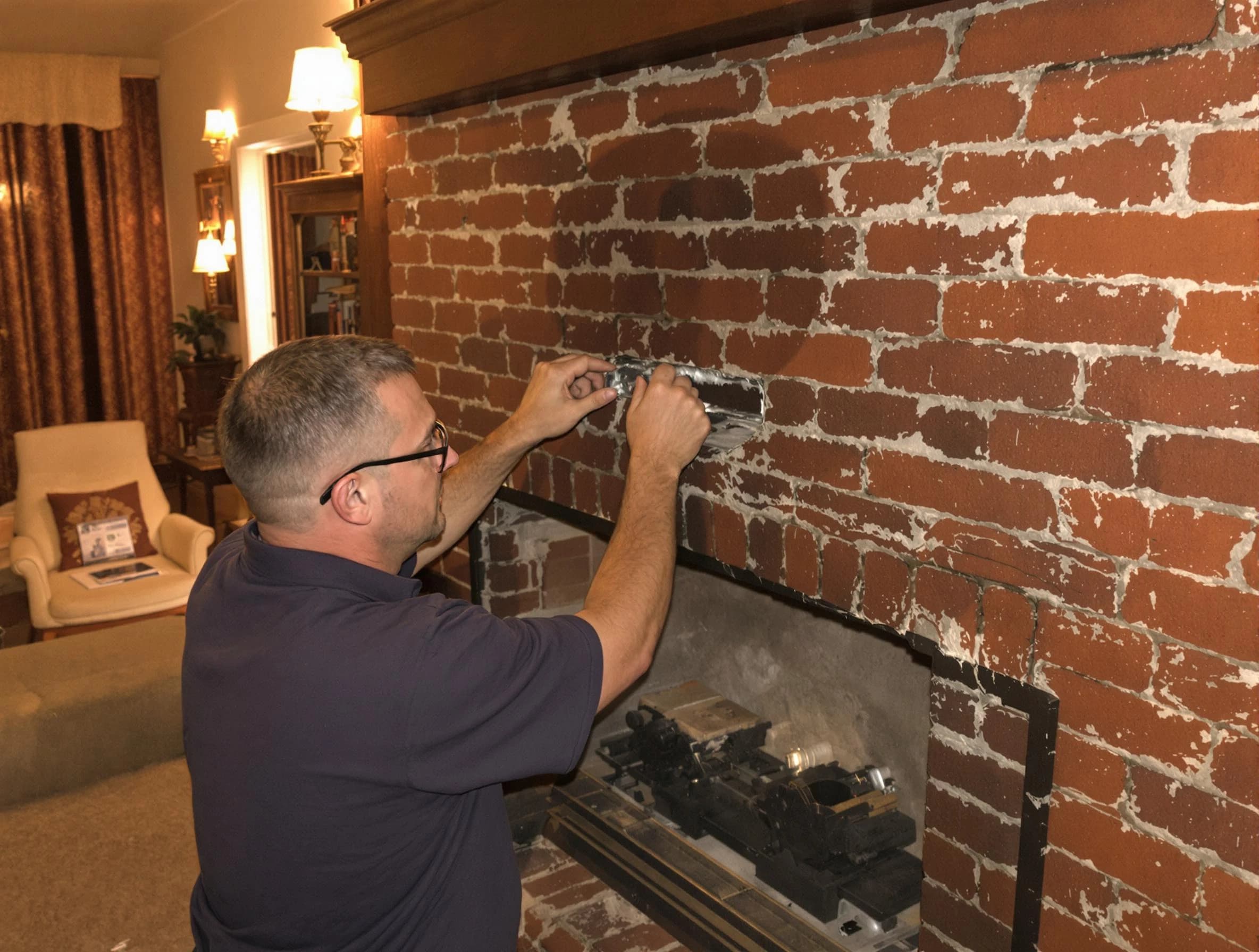 Mahwah Chimney Sweep expert fixing a fireplace in Mahwah, NJ