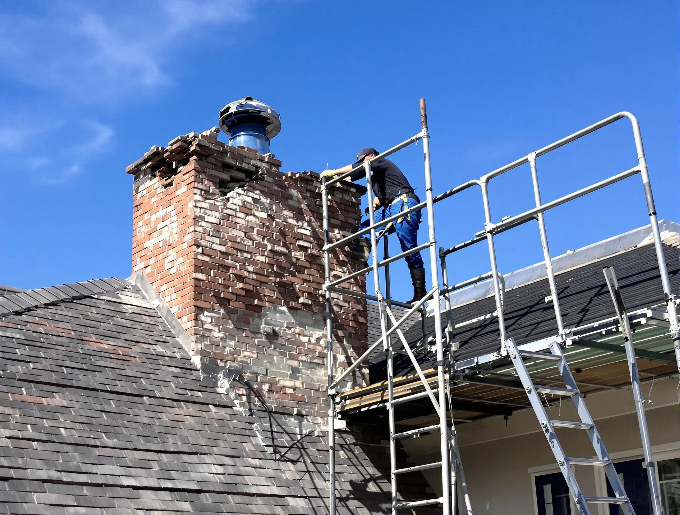 Rebuilding a chimney structure by Mahwah Chimney Sweep in Mahwah, NJ