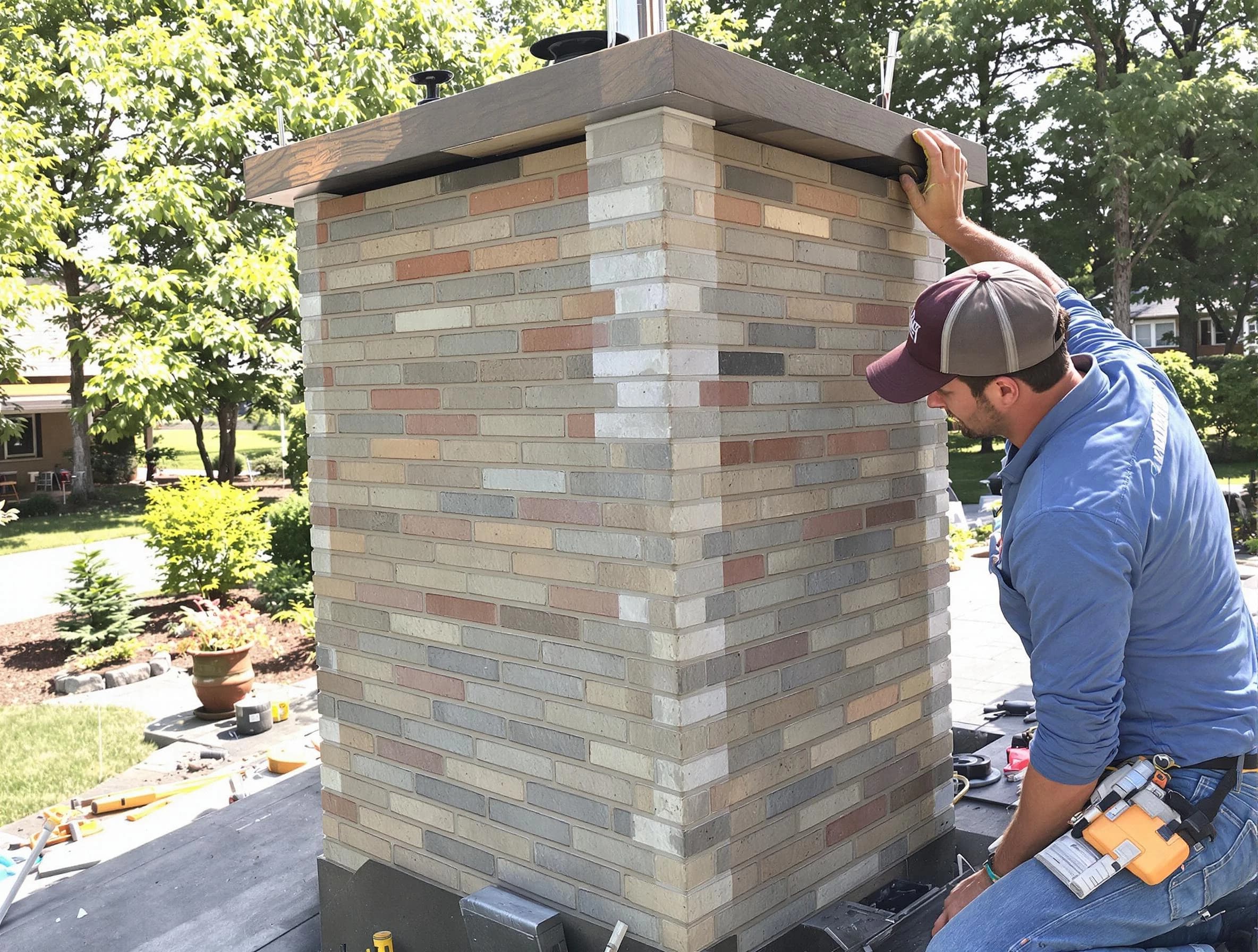 Mahwah Chimney Sweep completing a modern chimney remodel in Mahwah, NJ