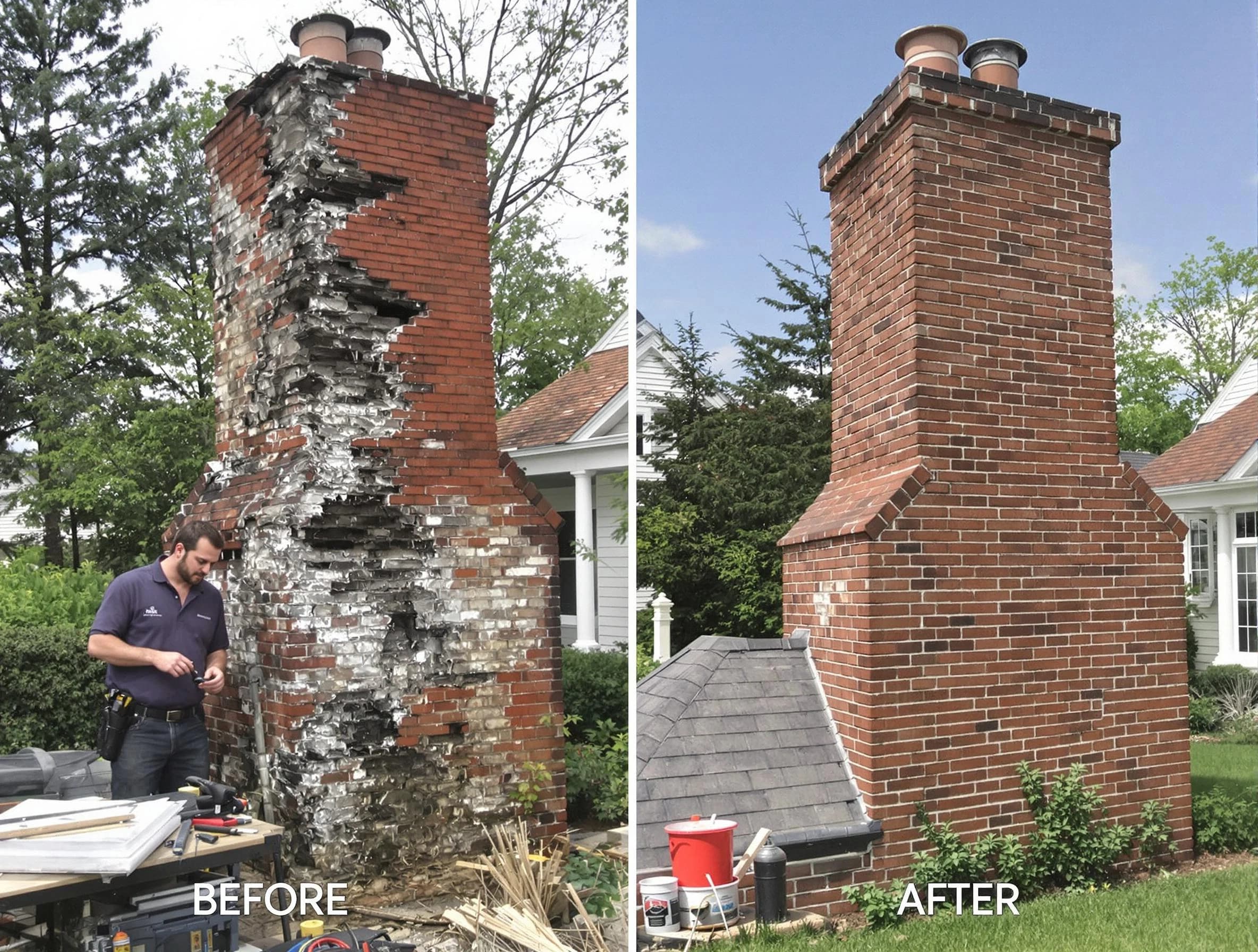Mahwah Chimney Sweep performing a full chimney restoration in Mahwah, NJ