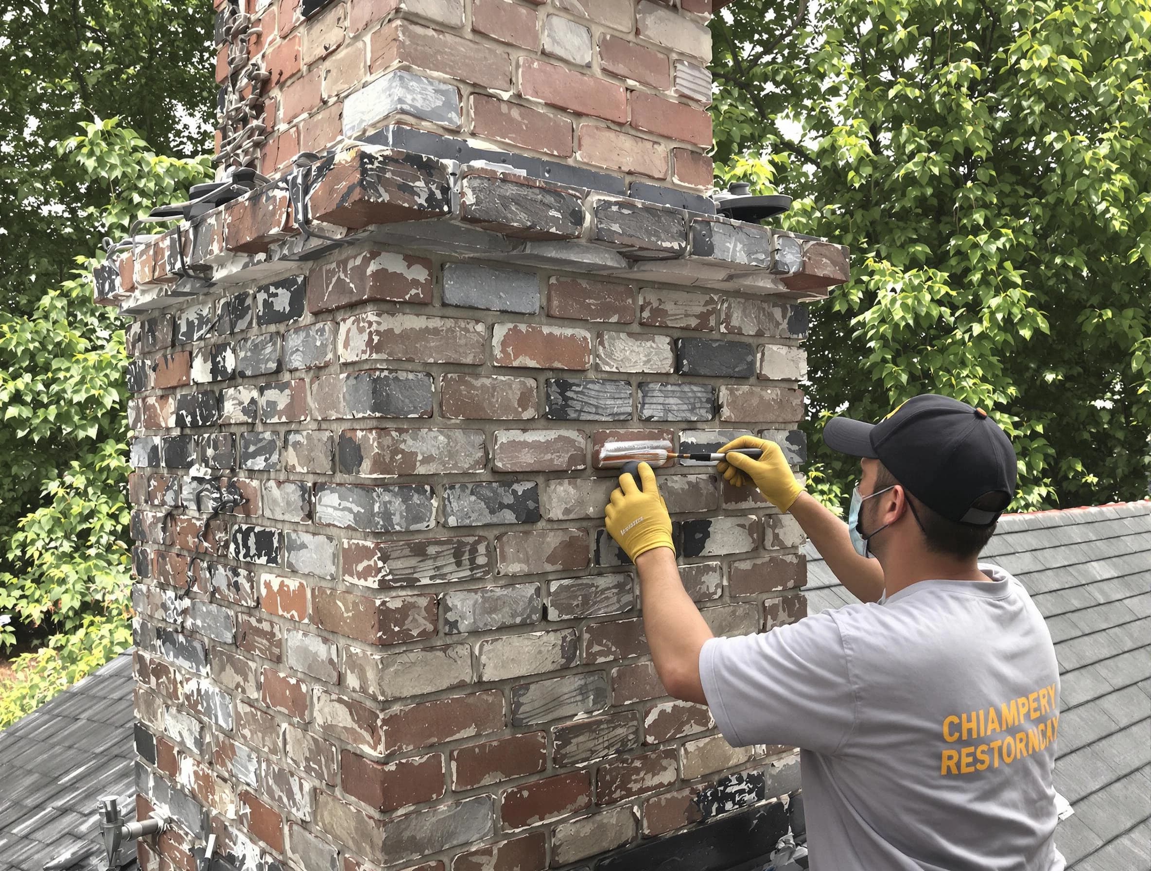 In-progress chimney restoration by Mahwah Chimney Sweep in Mahwah, NJ