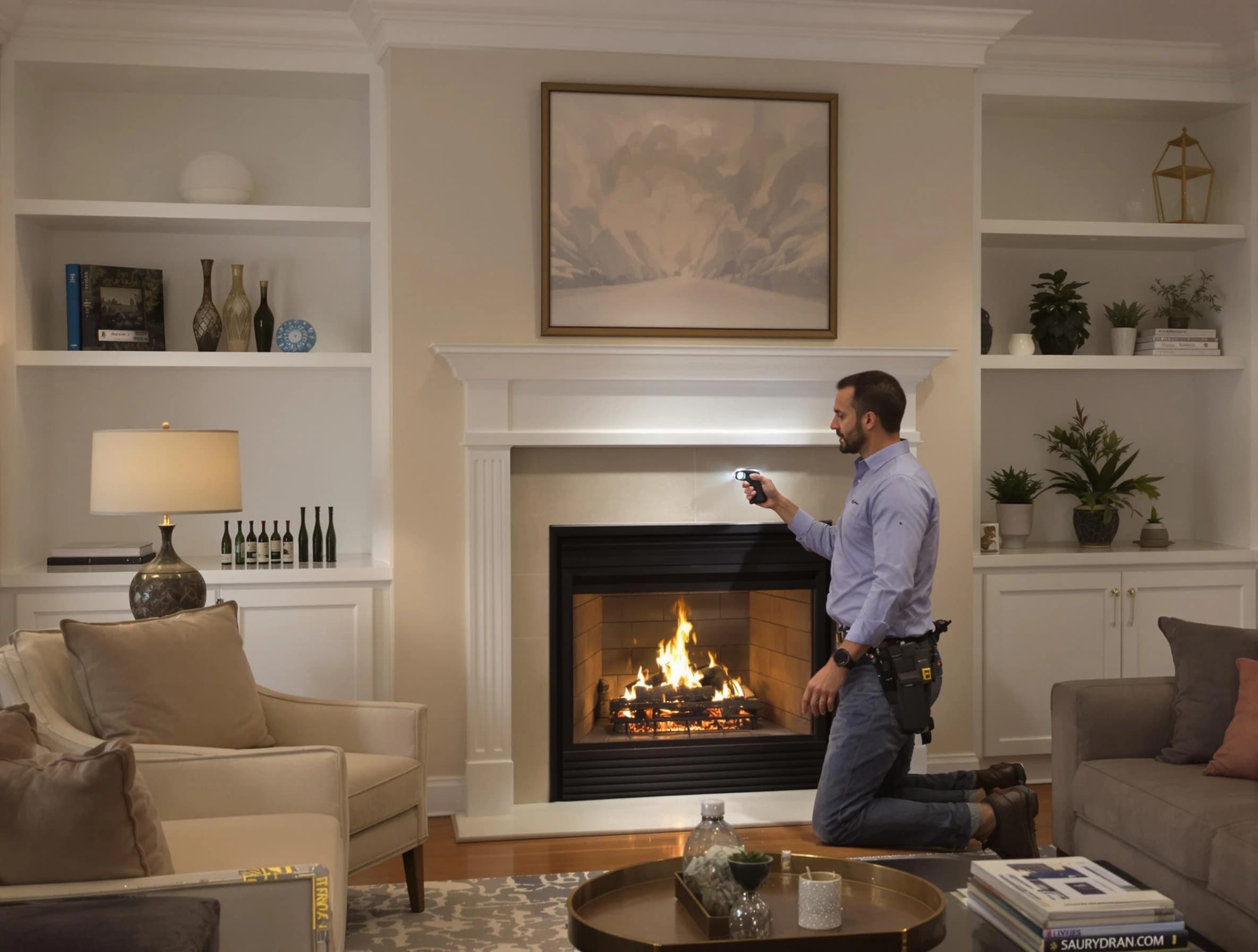 Mahwah Chimney Sweep conducting a fireplace safety inspection in Mahwah, NJ