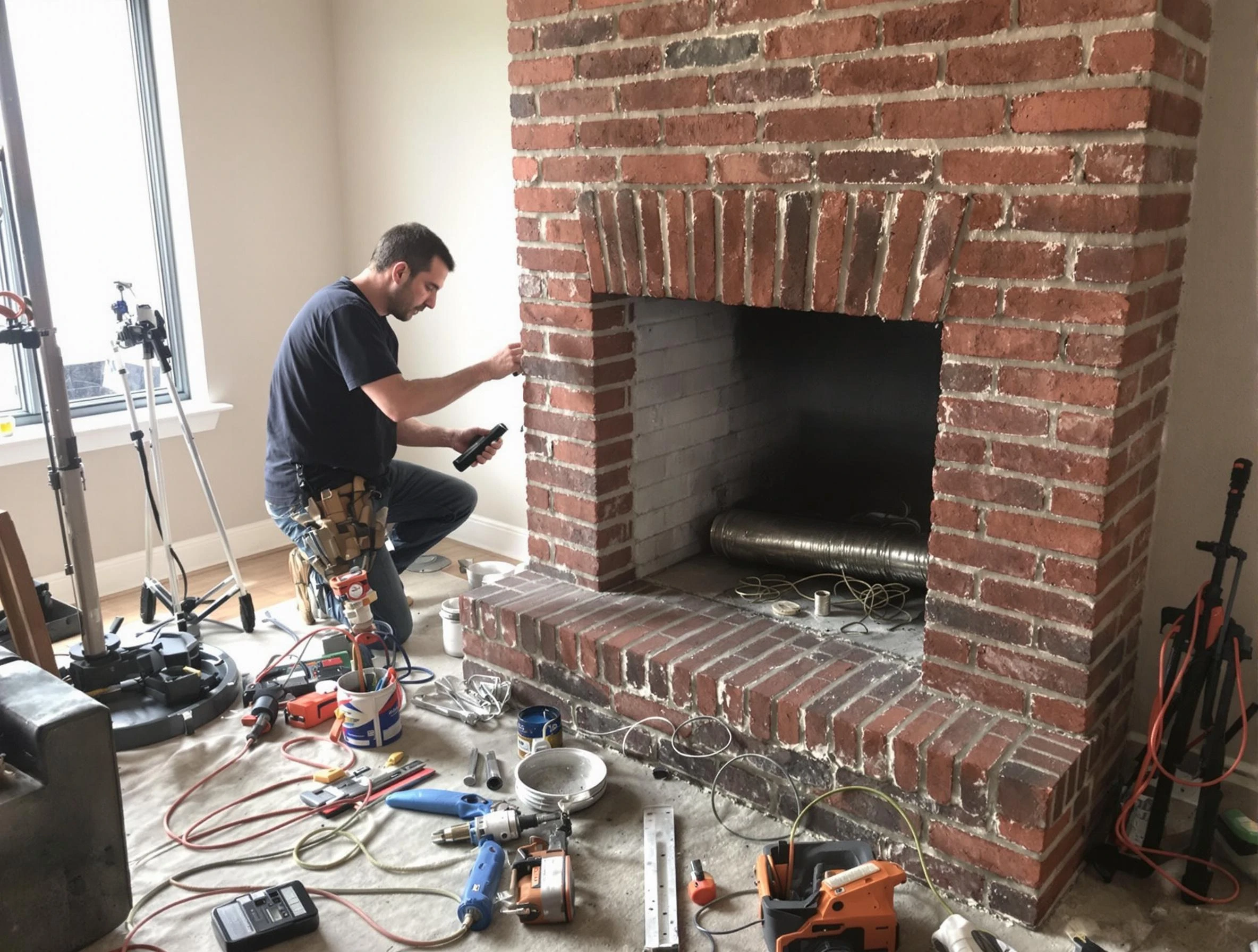 Mahwah Chimney Sweep specialist finalizing chimney liner service in Mahwah, NJ