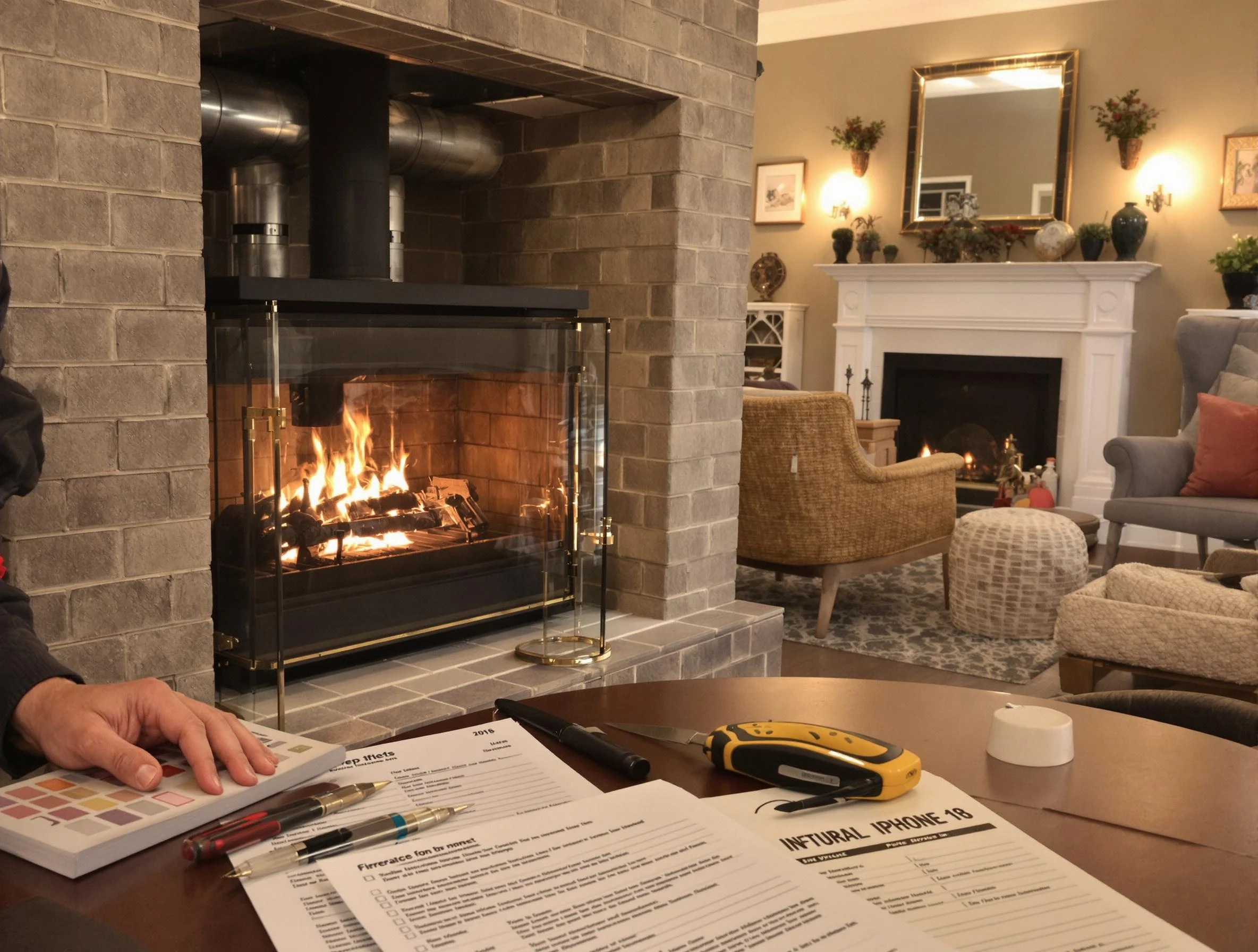 Mahwah Chimney Sweep verifying fireplace safety measures in Mahwah, NJ